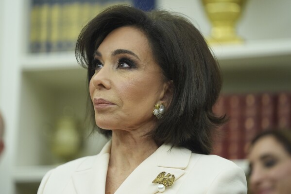 Interim U.S. Attorney General for the District of Columbia Jeanine Pirro during her swearing in ceremony, Wednesday, May 28, 2025, in the Oval Office of the White House in Washington. (AP Photo/Evan Vucci)