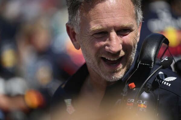 Red Bull team principal Christian Horner smiles before the Austrian Formula One Grand Prix in Spielberg, Austria, Sunday, June 29, 2025. (AP Photo/Denes Erdos, Pool)