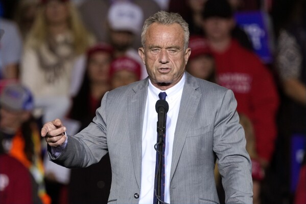 Robert F. Kennedy Jr., speaks before Republican presidential nominee former President Donald Trump at a campaign event Nov. 1, 2024, in Milwaukee. (AP Photo/Morry Gash, File)