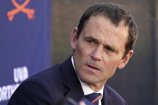 University of Virginia president, James Ryan speaks during a press conference at the school, Dec 13, 2021, in Charlottesville, Va. (AP Photo/Steve Helber, File)