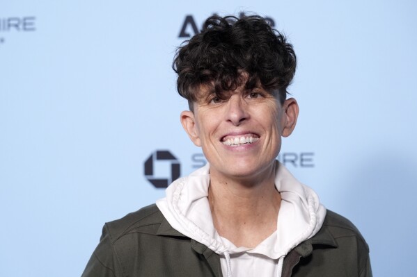 Poet Andrea Gibson, one of the subjects of the documentary film "Come See Me in the Good Light," poses at the premiere of the film during the Sundance Film Festival on Jan. 25, 2025, in Park City, Utah. (AP Photo/Chris Pizzello, File)