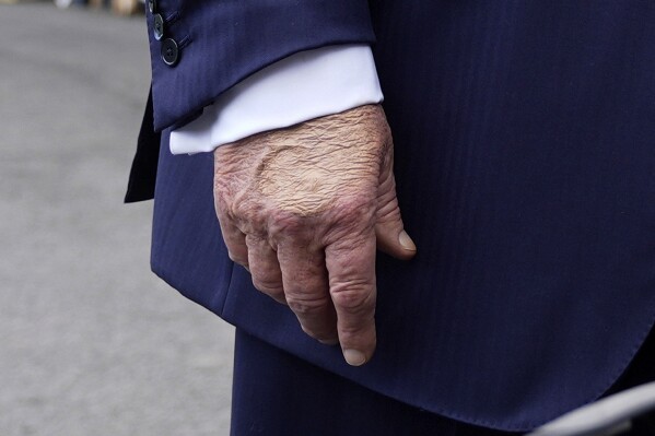 President Donald Trump speaks to the media as he leaves the White House, July 15, 2025, in Washington. (AP Photo/Manuel Balce Ceneta, File)