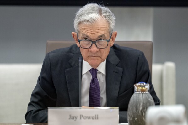 Federal Reserve Chairman Jerome Powell listens during an open meeting of the Board of Governors at the Federal Reserve on Wednesday, June 25, 2025, in Washington. (AP Photo/Mark Schiefelbein)