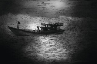 Aboard a small fishing boat, Rohingya refugees faced abuse and other horrors. (AP Illustration/Peter Hamlin)