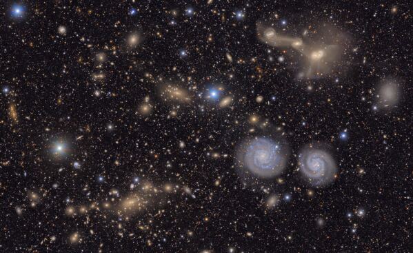 This image provided by the NSF-DOE Vera C. Rubin Observatory shows another small section of the observatory's total view of the Virgo cluster. (NSF-DOE Vera C. Rubin Observatory via AP)