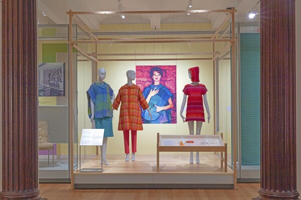 This image released by Cooper Hewitt Smithsonian Design Museum shows a collection of textiles, part of the exhibit, "A Dark, A Light, A Bright: The Designs of Dorothy Liebes," running through Feb. 4, at the Cooper Hewitt Smithsonian Design Museum in New York. (Elliot Goldstein/Smithsonian Institution via AP)