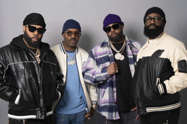Brian Casey, from left, Kyle Norman, Brandon Casey, Richard Wingo of Jagged Edge pose for a portrait on Friday, Feb. 7, 2025, in New York. (AP Photo/Gary Gerard Hamilton)