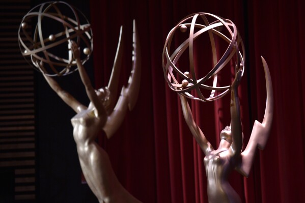 Emmy statues appear at the 70th Primetime Emmy Nominations Announcements at the Television Academy's Saban Media Center on July 12, 2018, in Los Angeles. (Photo by Chris Pizzello/Invision/AP, File)