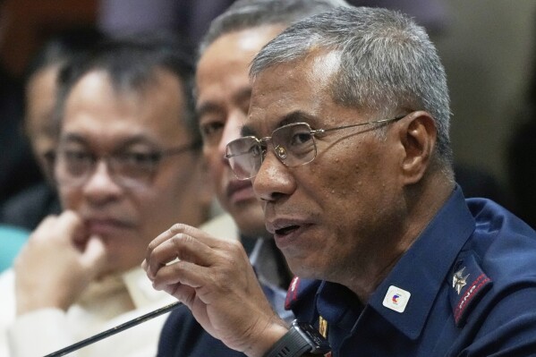 Police Brigadier General Nicolas Torre speaks during a hearing on the arrest of former Philippine President Rodrigo Duterte at the Senate Foreign Relations Committee in Manila, Philippines, March 20, 2025. (AP Photo/Aaron Favila, File)