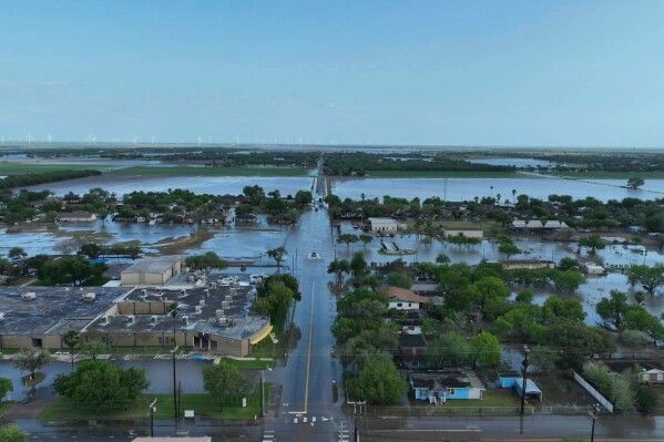 In this photo provided by Cameron County Constable PCT 5, the streets are flooded after Thursday's severe thunderstorms passed Primera, Texas on Friday, March 28, 2025. (Cameron County Constable PCT 5 via AP)