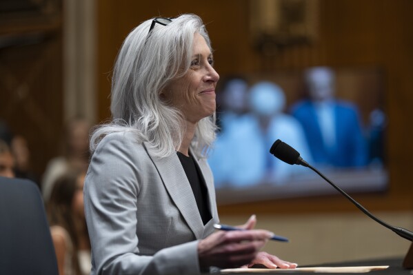 Susan Monarez, President Donald Trump's nominee to be director of the Centers for Disease Control and Prevention, arrives to testify before the Senate HELP Committee, at the Capitol in Washington, Wednesday, June 25, 2025. (AP Photo/J. Scott Applewhite)