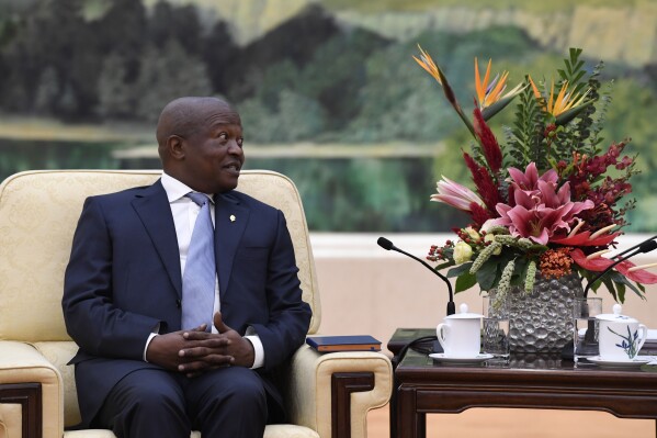 Then-South Africa's Deputy President David Mabuza speaks during a meeting with Chinese Premier Li Keqiang, not pictured, at the Great Hall of the People in Beijing, Tuesday, Oct. 29, 2019. (Naohiko Hatta/Pool Photo via AP, File)