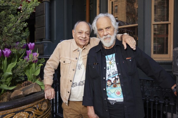 Cheech Marin, left, and Tommy Chong of Cheech and Chong pose for a portrait on Wednesday, April 23, 2025, in New York. (Photo by Matt Licari/Invision/AP)