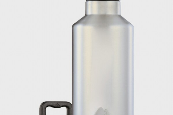 This image provided by U.S. Consumer Product Safety Commission shows Walmart’s “Ozark Trail 64 oz Stainless Steel Insulated Water Bottles,” which Walmart is recalling on Friday, July 11, 2025, because the lid can “forcefully eject” and unexpectedly strike consumers. (U.S. Consumer Product Safety Commission via AP)